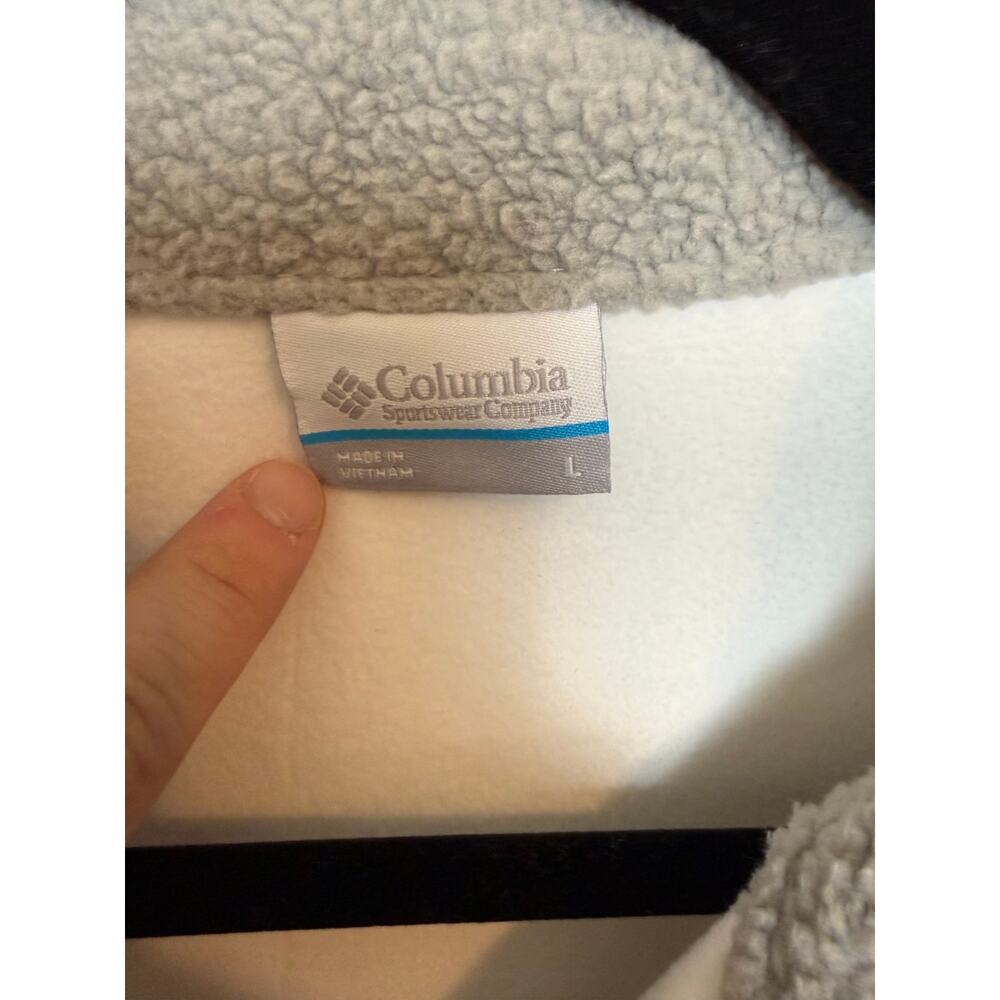 Columbia Gray Sherpa Fleece Quarter Snap Button Pullover Pockets Gorpcore-L - Picture 4 of 9